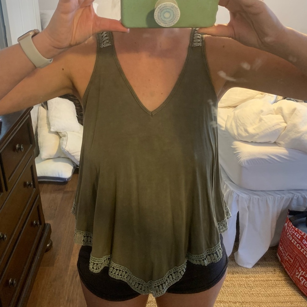 Green hankerchief-style tank top
